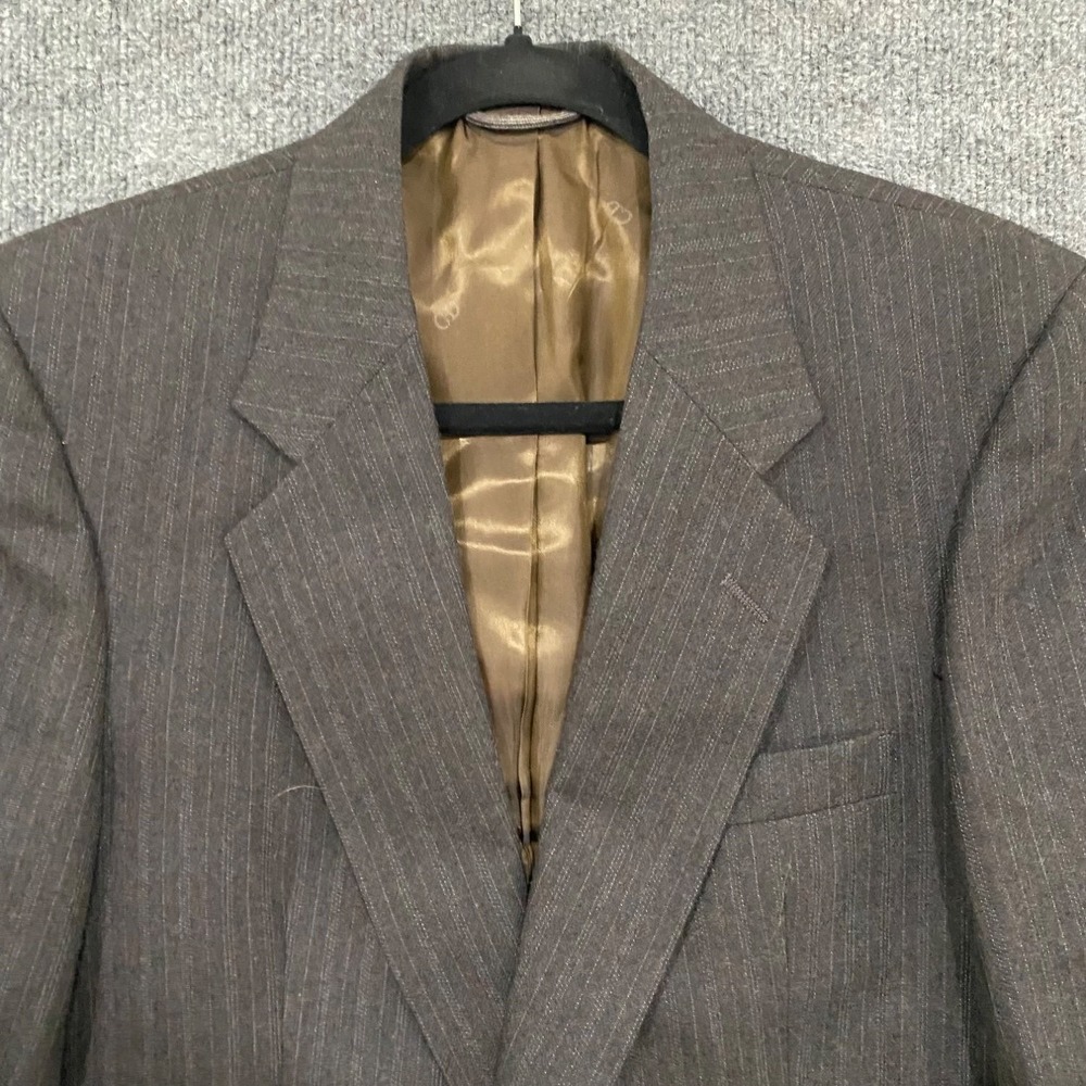 80s Christian Dior Monsieur Suit Jacket Mens 38 Gray Pinstripe Striped - Picture 2 of 16